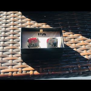 1928 Jewelry Silver-Tone Baseball Cufflinks